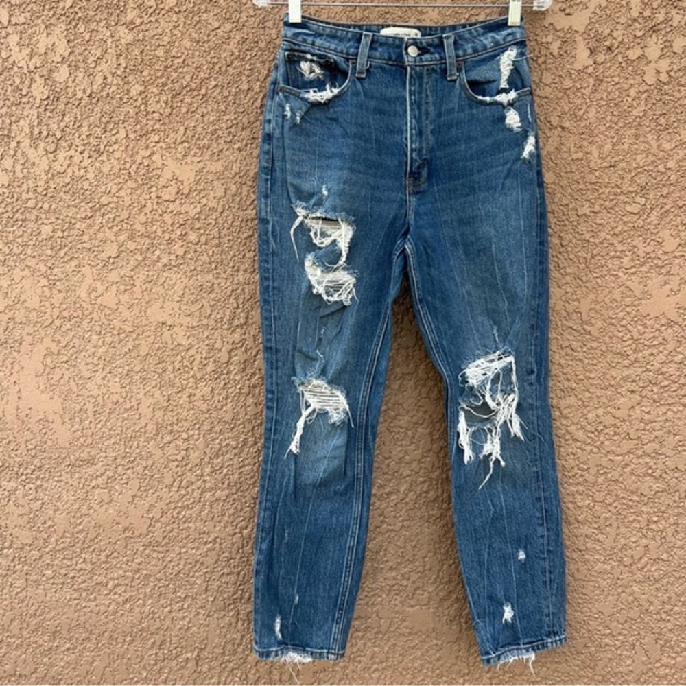 Women’s Distressed Blue High-Rise Jeans